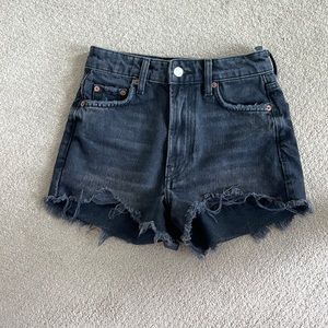 zara high waisted black denim shorts